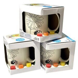 Creatolgy Daisy Floral Ceramic Mug Painting Kit Boxed Lot Of 3 Kids Craft Kit